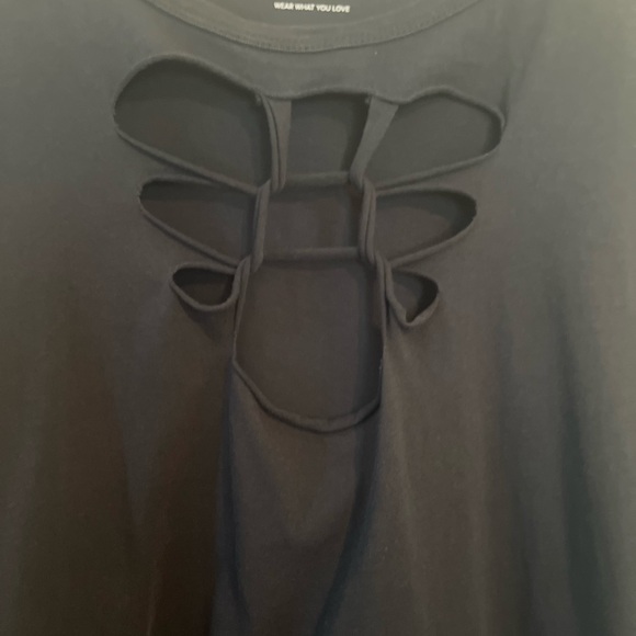 Torrid Heritage knit. Black long sleeve shirt. Cut out on the chest & sleeves 3X - Picture 3 of 6